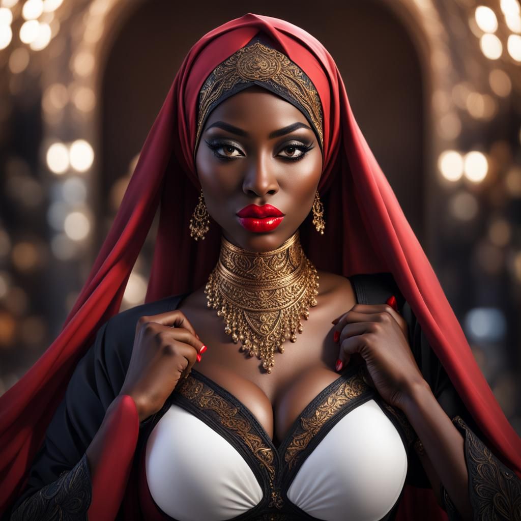 Muslim Woman in Hijab with Bold Makeup