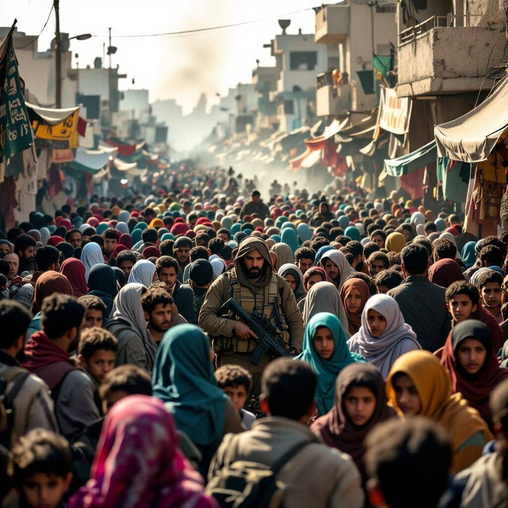 Famine in Gaza: Cinematic Film Still