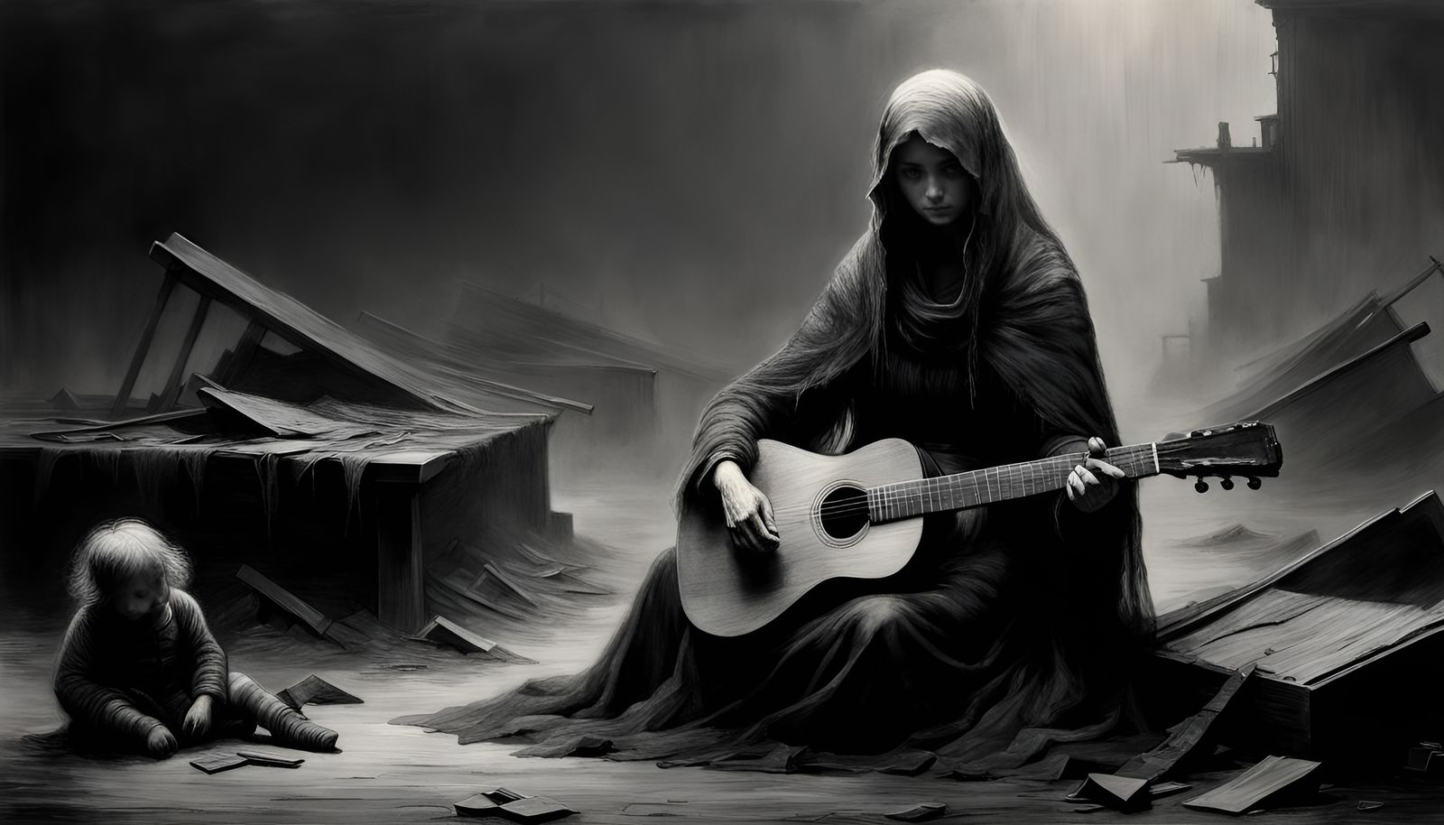 Melancholy Post-Apocalyptic Farewell: A Goya-esque Pencil Sk...