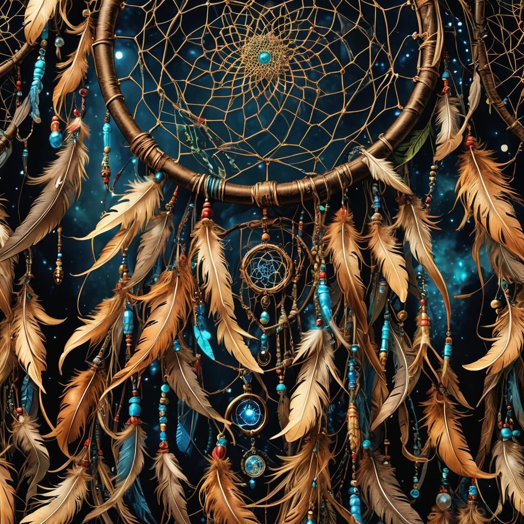 Detailed Mixed Media Dreamcatcher with Bioluminescence
