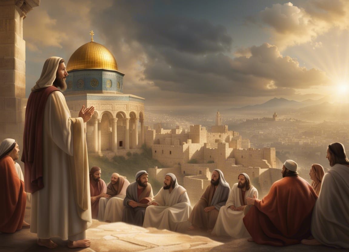 Jesus Teaches Disciples in Jerusalem Temple