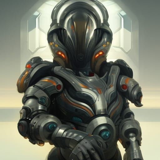 Futuristic Warrior in Heavy Armor Portrait