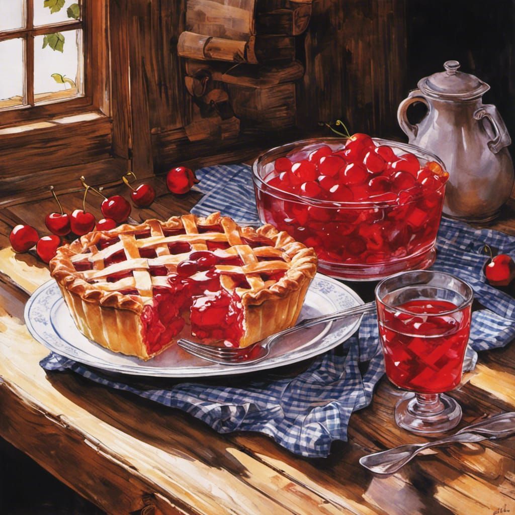 Delicious Cherry Pie in Cottagecore Style