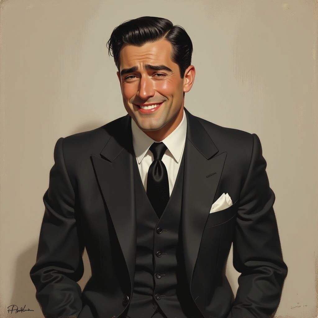 1940s Stylish Man Holding Back Tears: Noir-Inspired Art