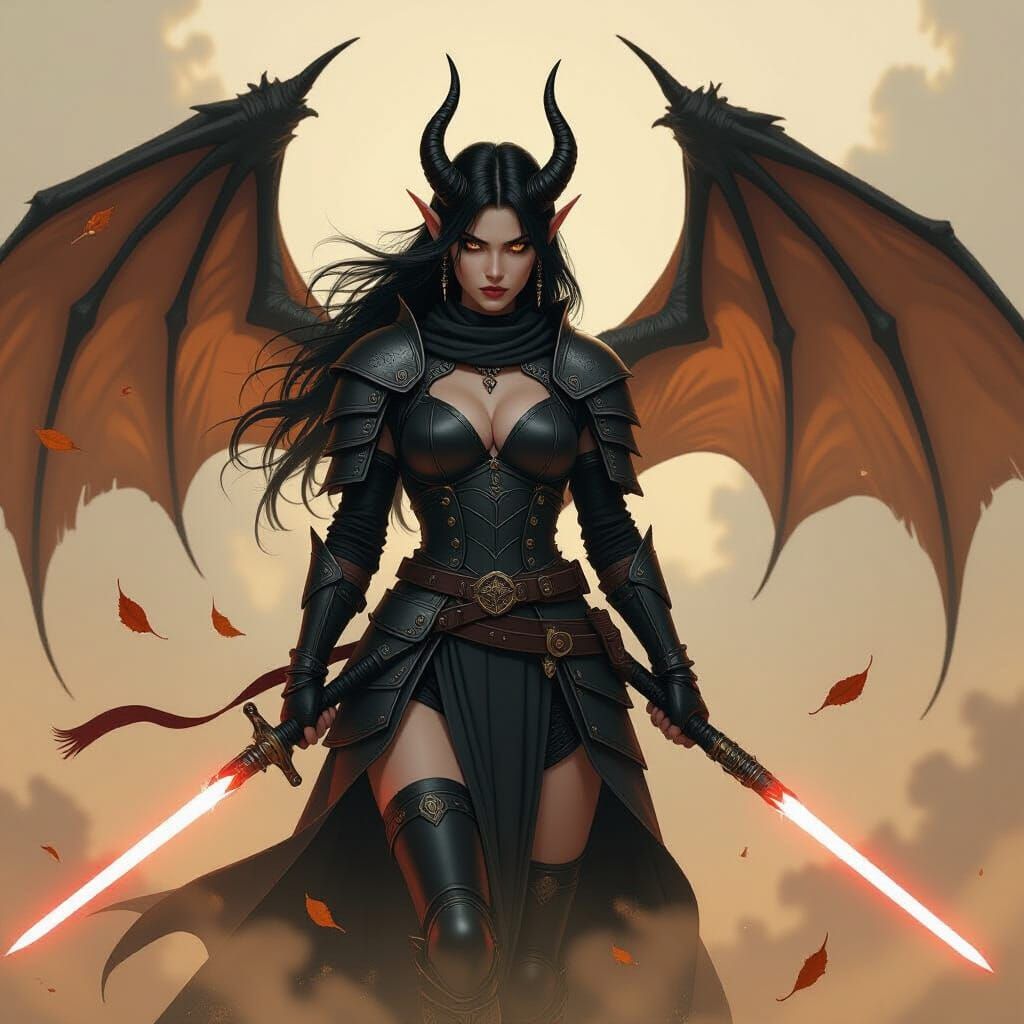 Punk Elf with Lightsaber in Sumi-e Ink Style