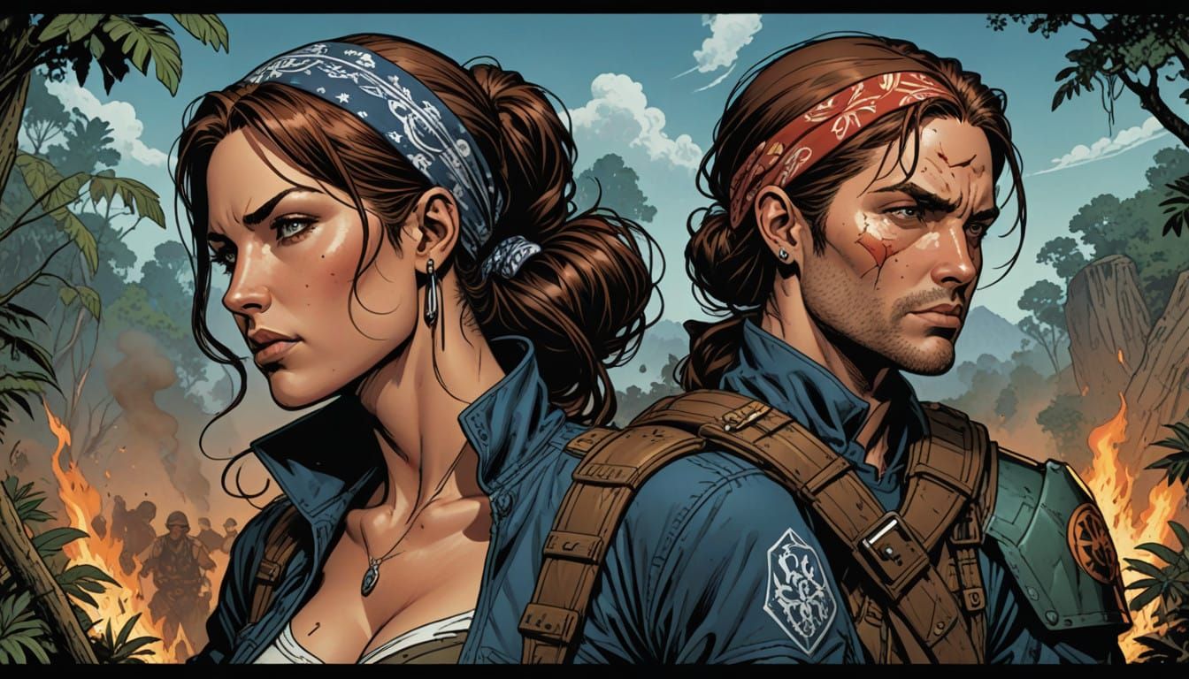 Tropical Combat Warrior Woman in Jungle