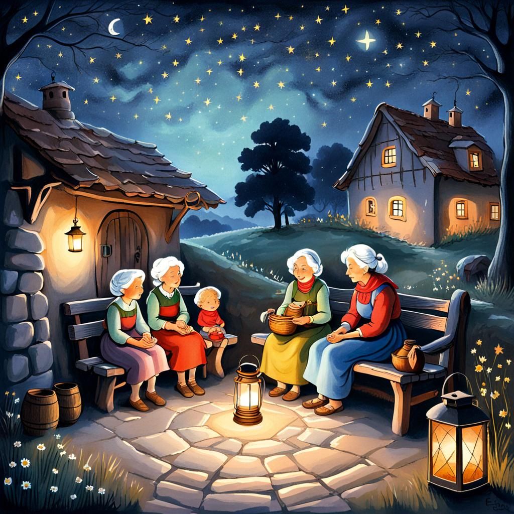 Grandmother's Night Tales in a Magical Setting