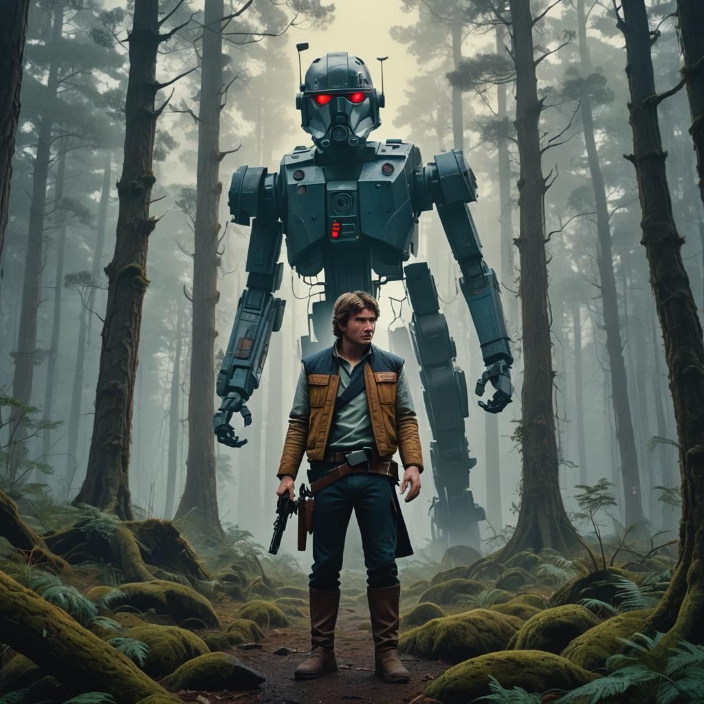 Han Solo vs Sangoku in Mystical Forest, Digital Art