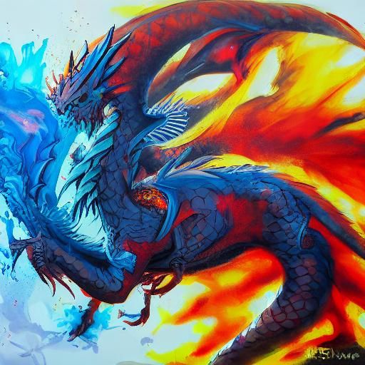 Fiery Dragon Graffiti Art: Ultra Detailed