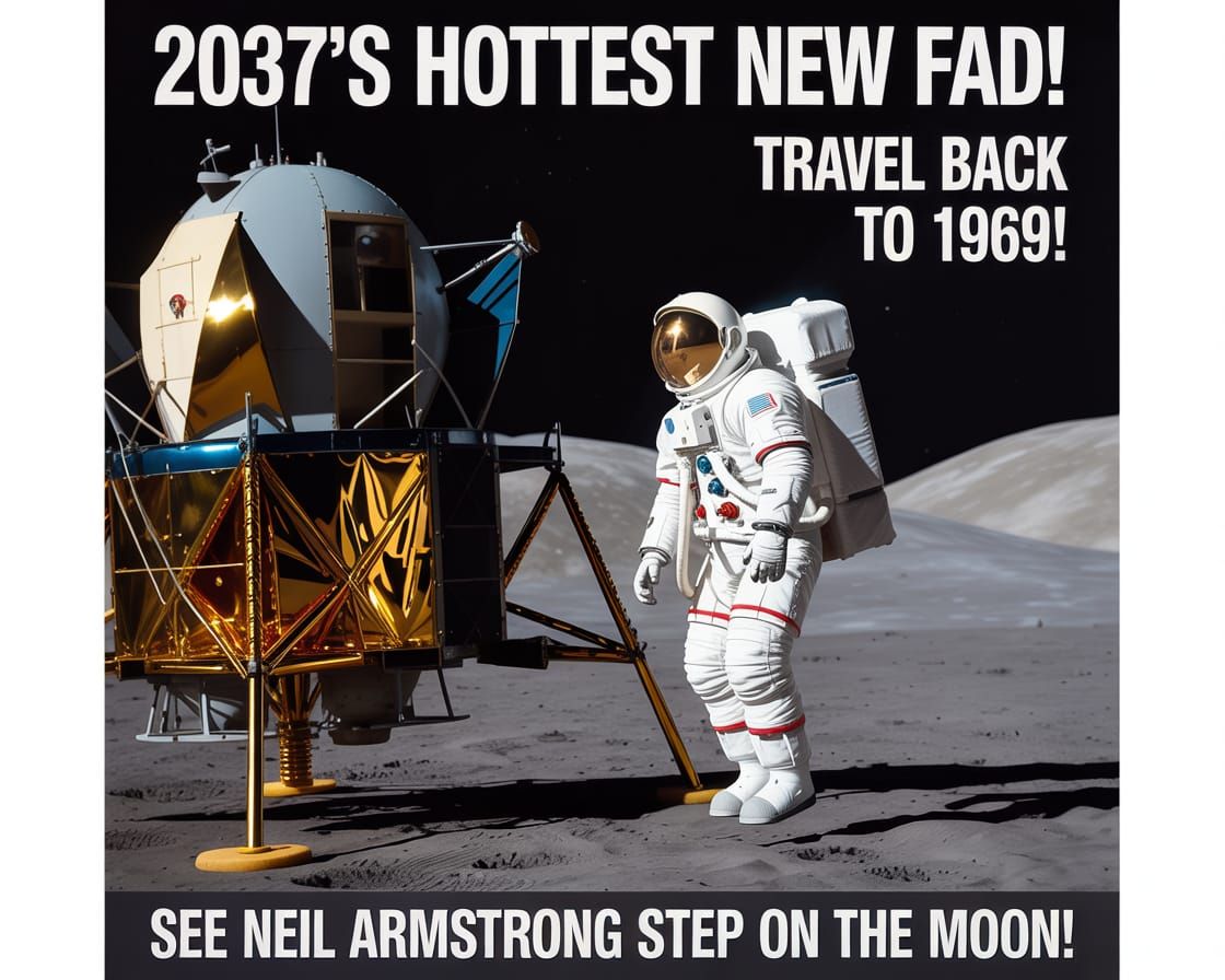 A 1950’s style Travel Poster advertising the Apollo 11 landi...