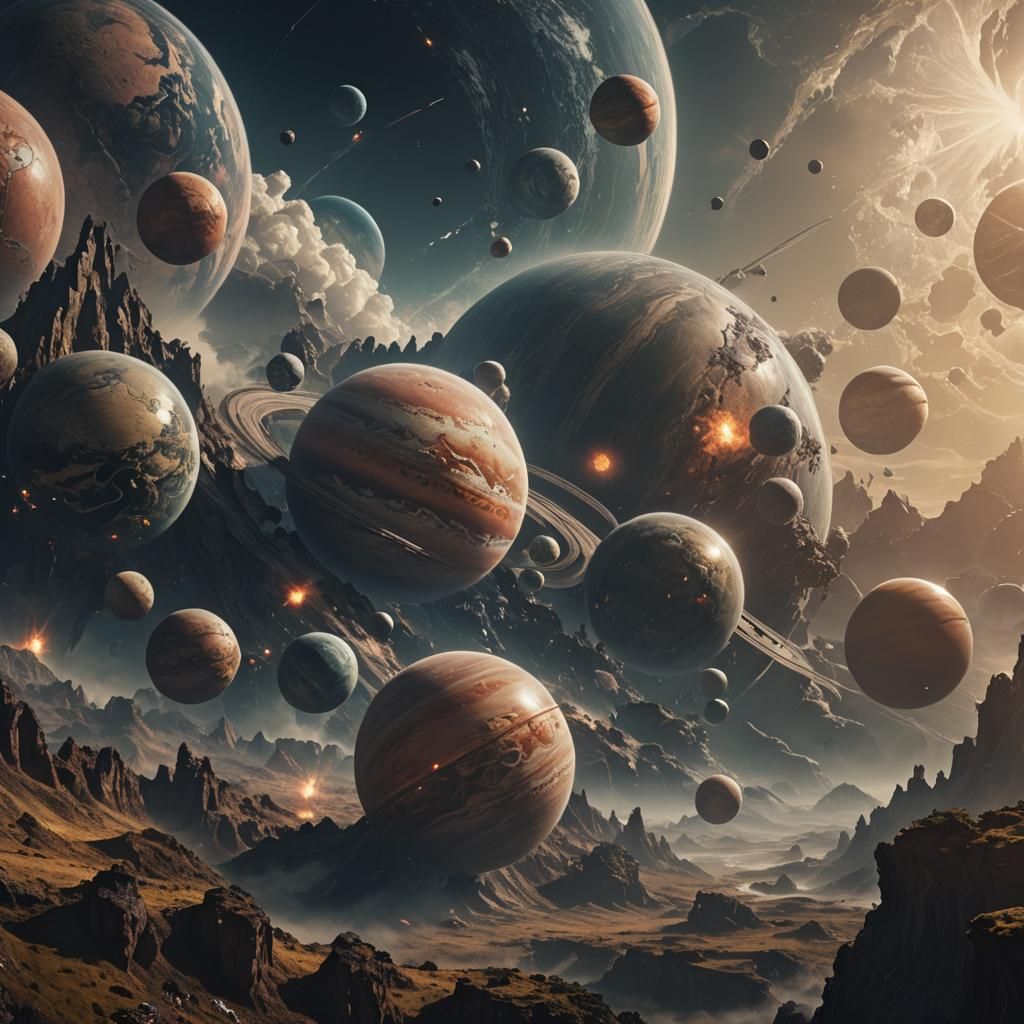 Epic Planets in Dramatic Digital Matte Painting