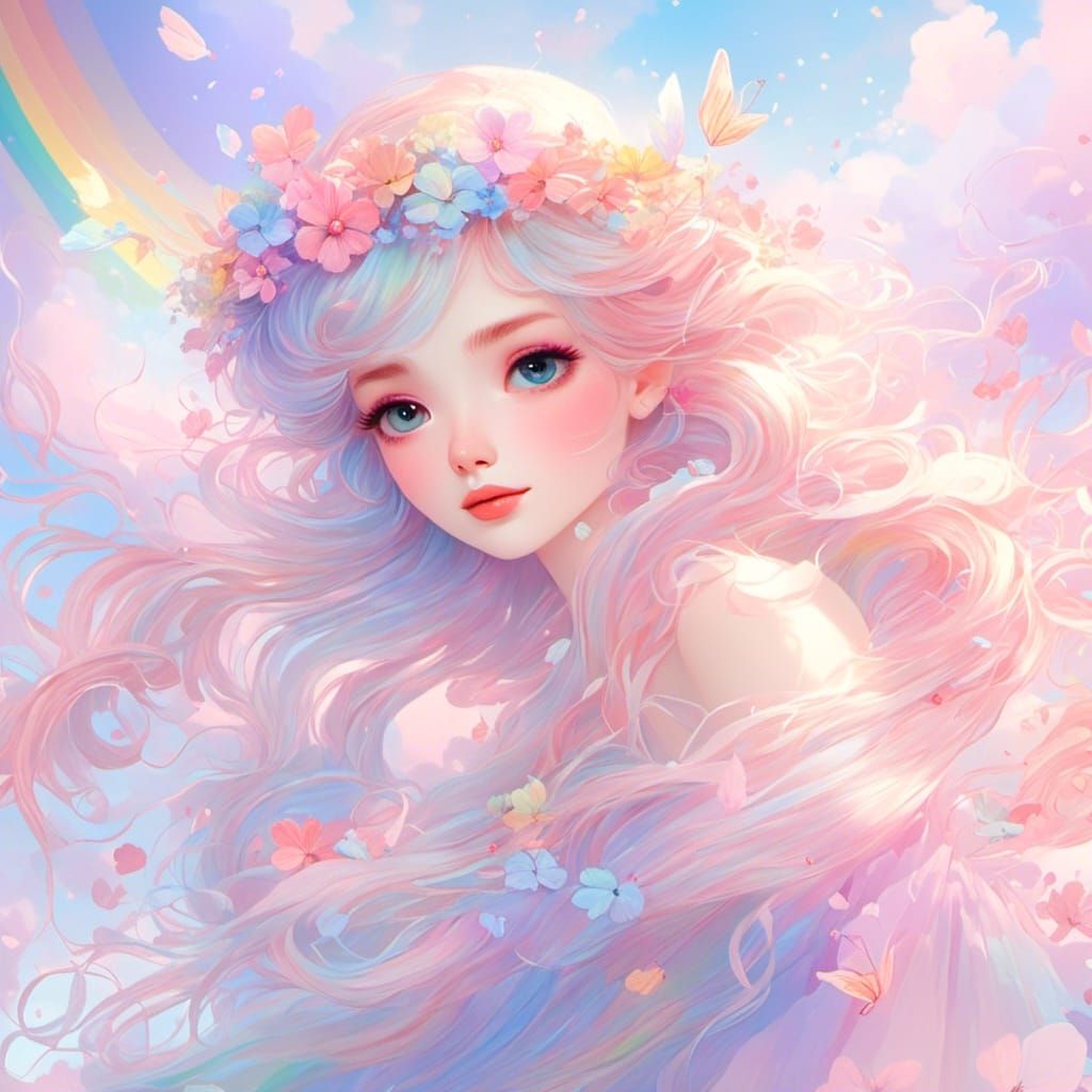 Pretty Fairy in Pastel Dreamscape, 8K Resolution