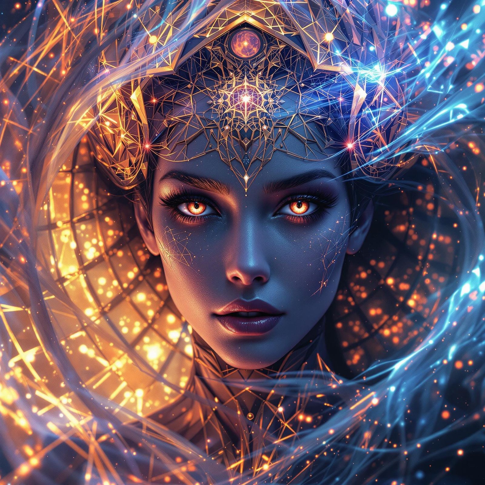 Cosmic Entity Nyx Portrait in Digital Art Style