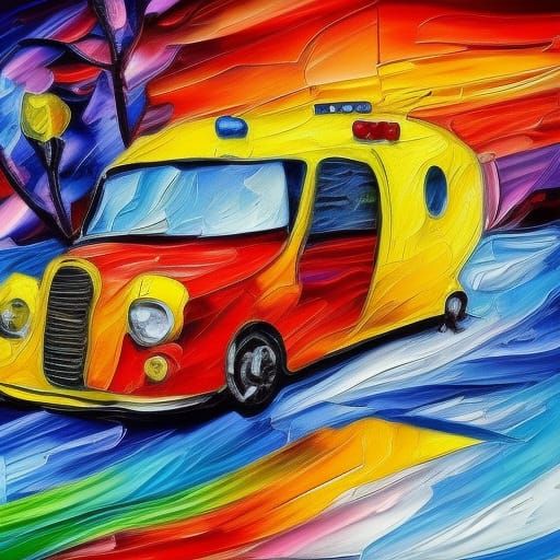 Ambulance in Neo-Impressionist Expressionist Style