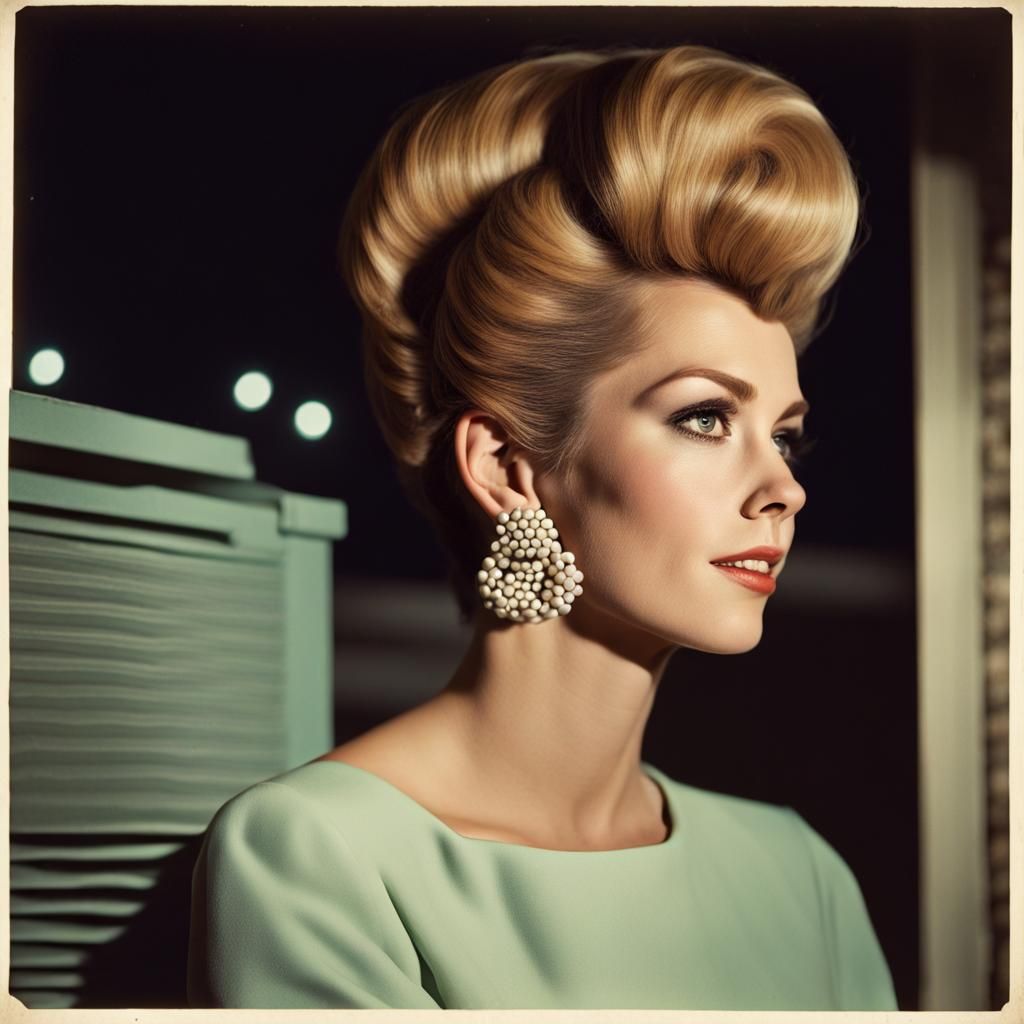Elegant 1960s Woman in Nighttime Fashion Photo