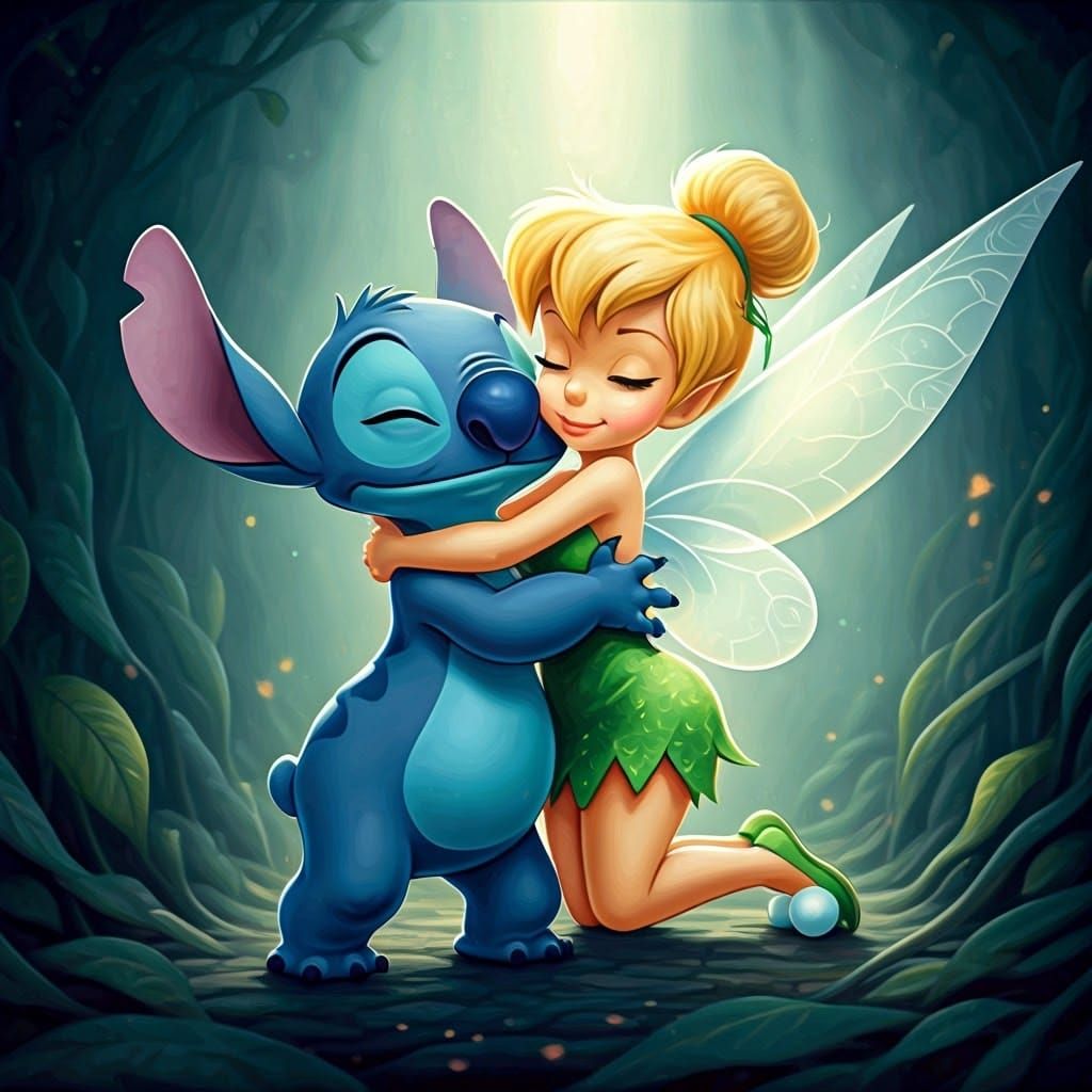 Tinkerbell Hugs and Kisses Stitch in Ethereal Fantasy Style