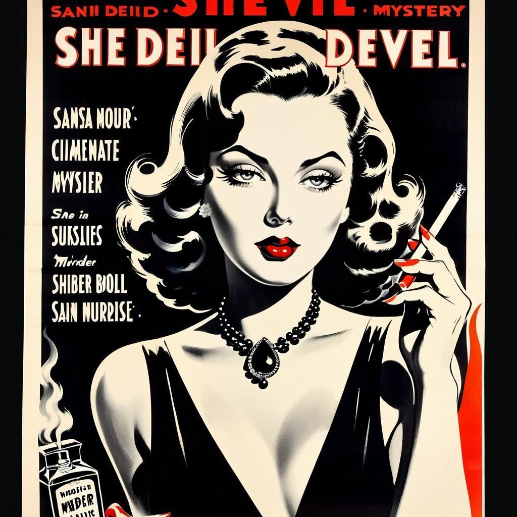 1940s Noir Movie Poster: 'She Devil' Thriller
