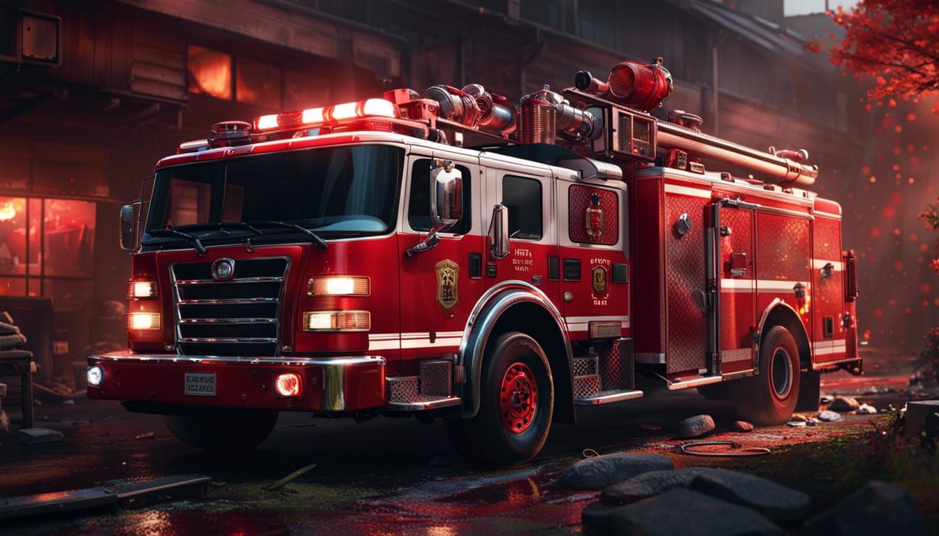 Hyper Detailed Firetruck in 8k Concept Art