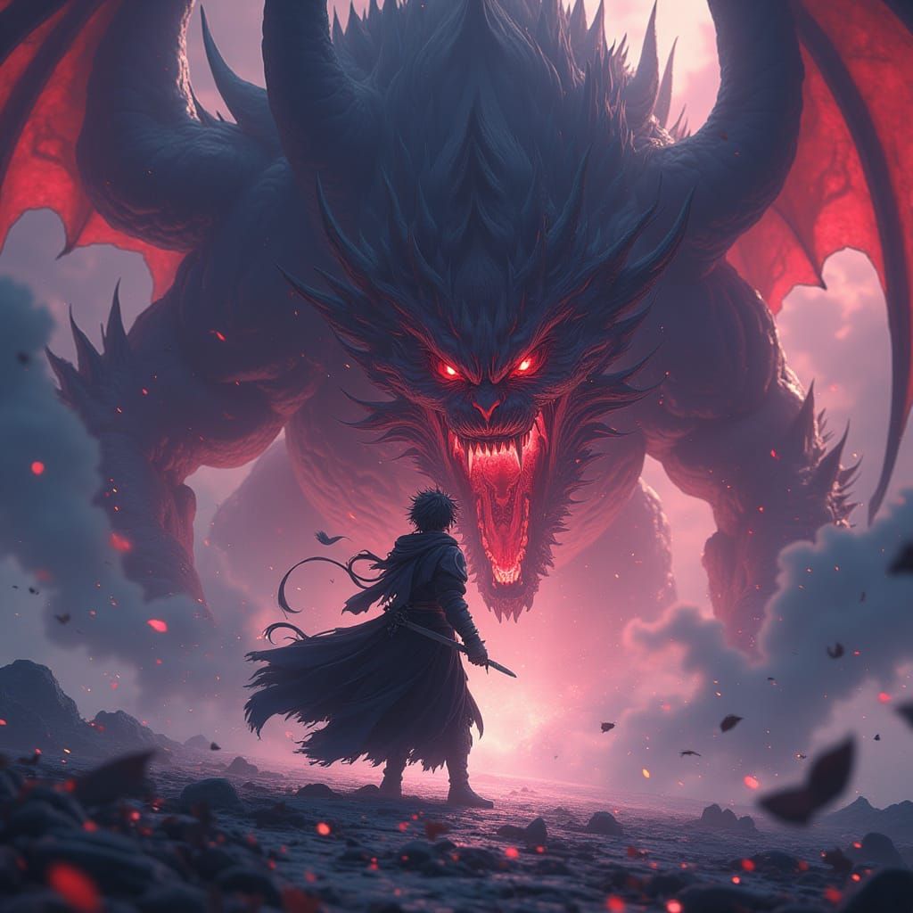 Prince Battles Demon in Cinematic Anime Art Style