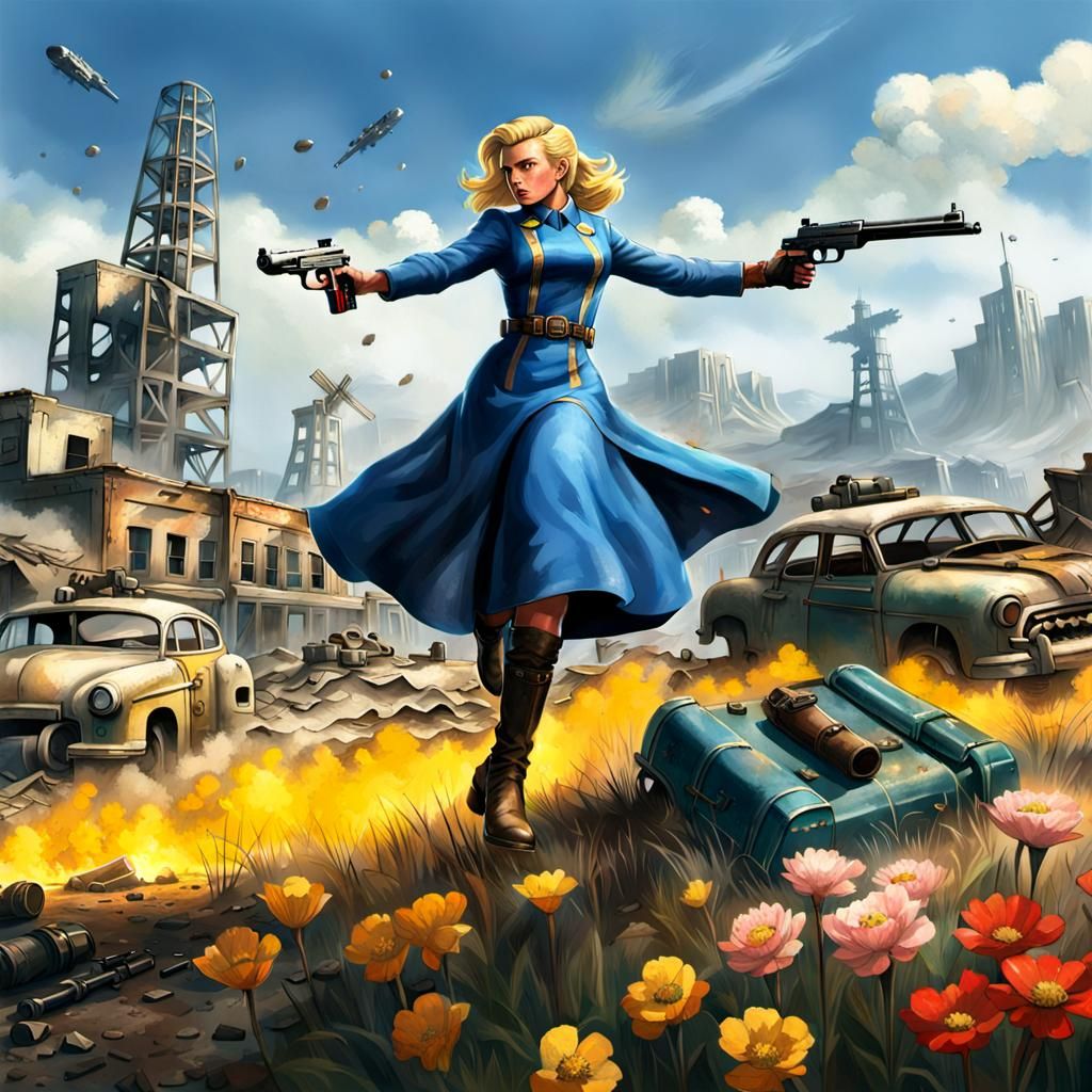 Blonde Vault Dweller in Atomic Wasteland