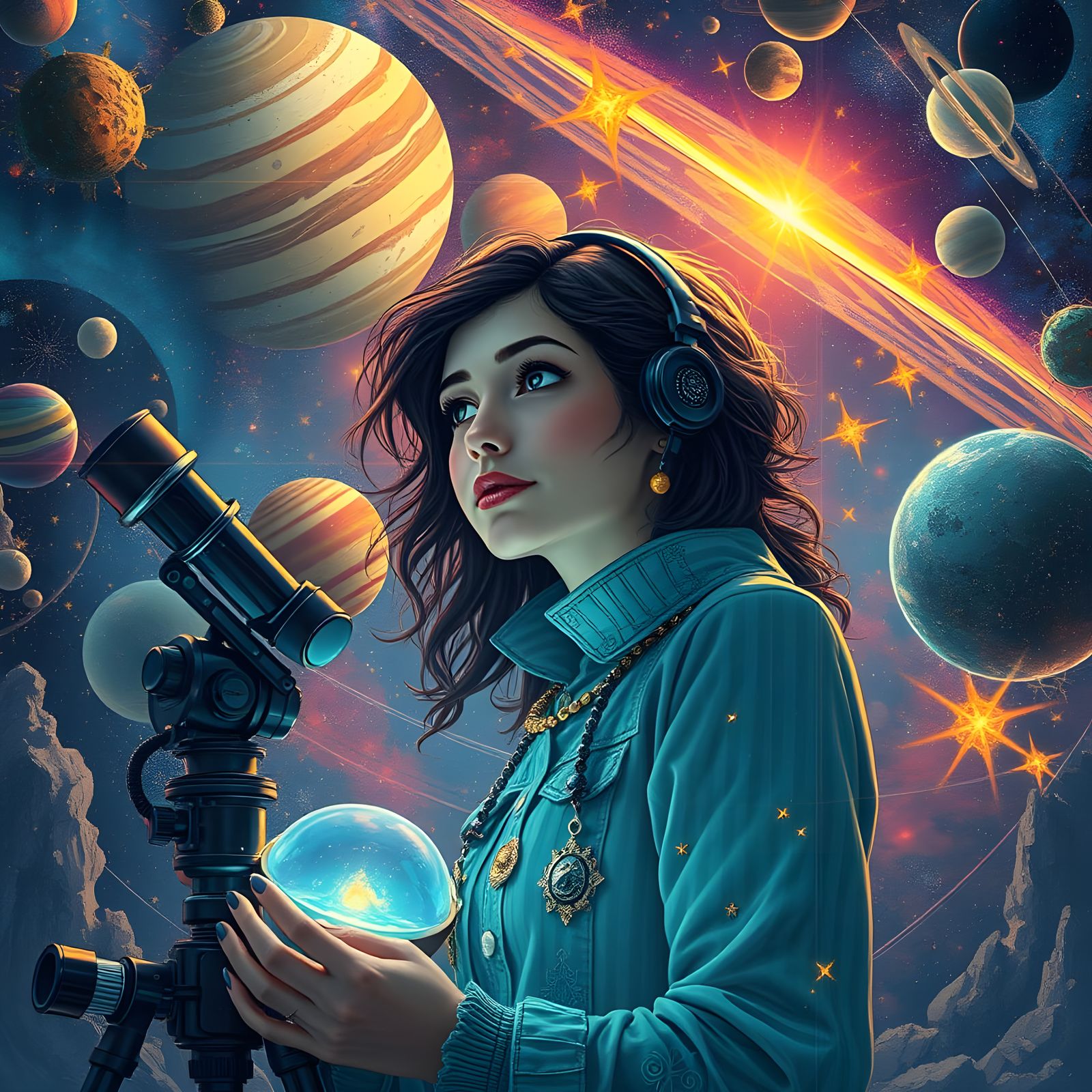 Intricate World Where Solar System Meets Stars and Jewels