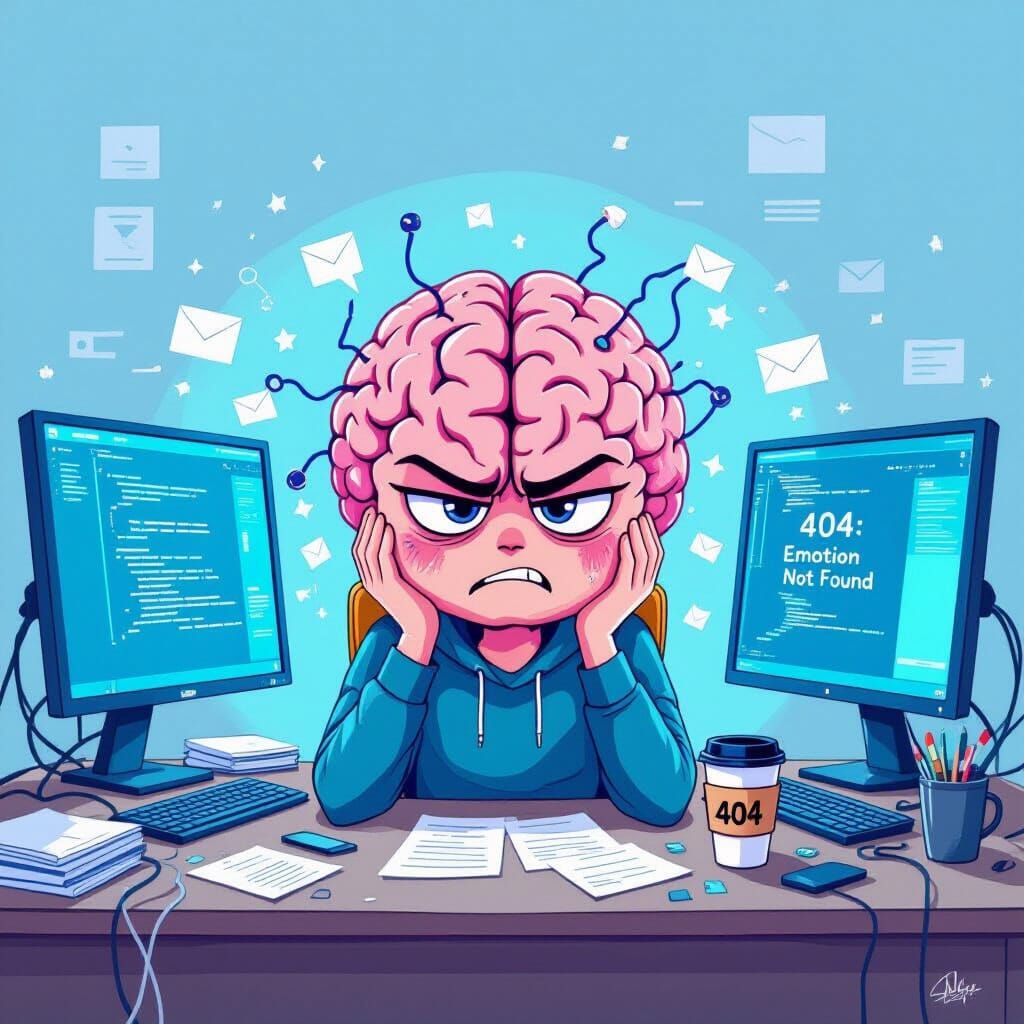 Brain Frustration: Digital Painting of Mental Overload