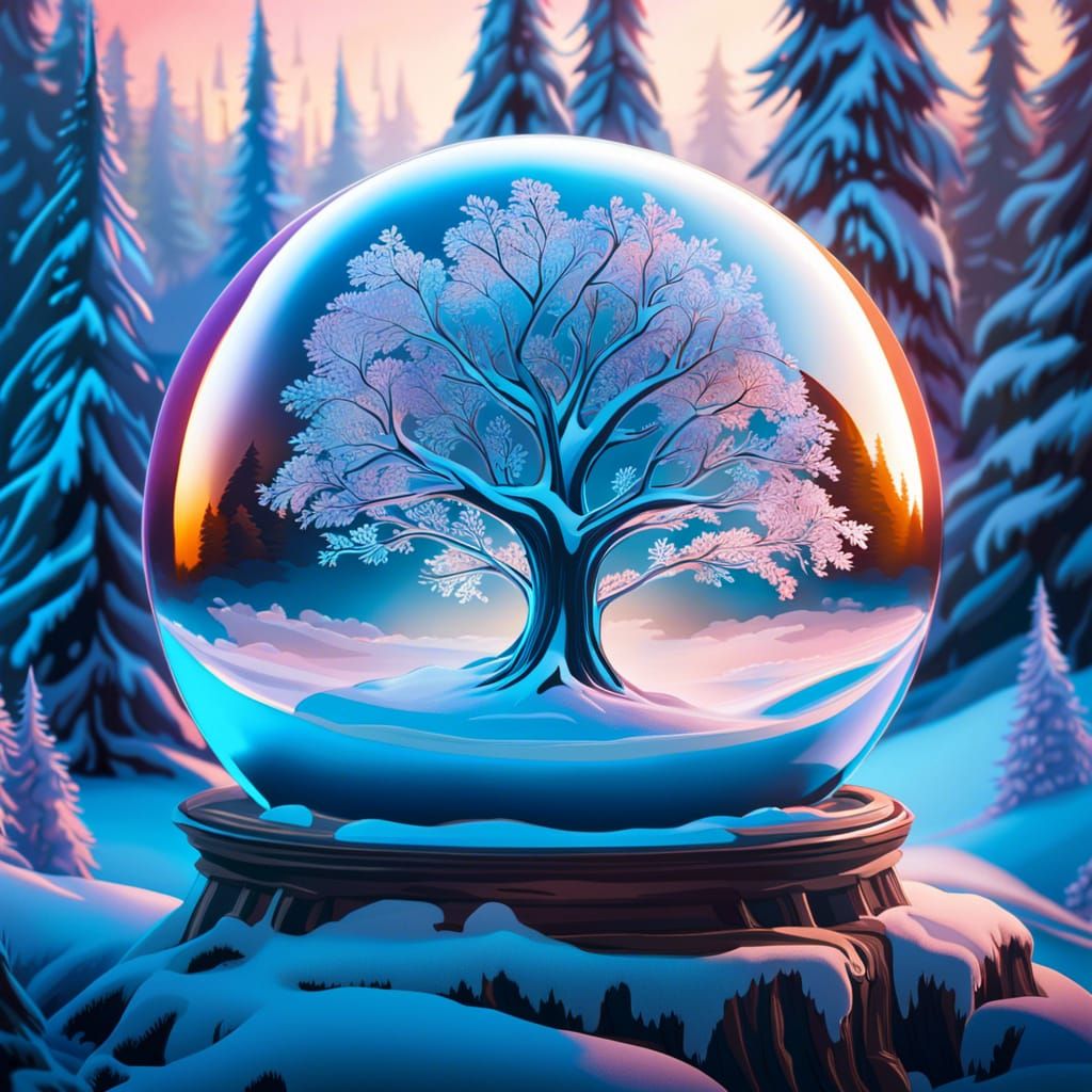 Enchanted Winter Wonderland in Glass Sphere