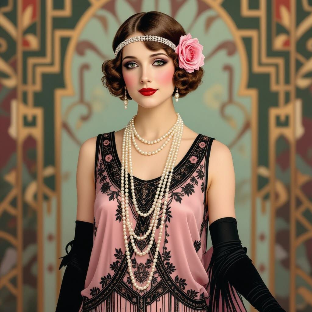 1920s Glamour: A Flapper in Art Deco Style