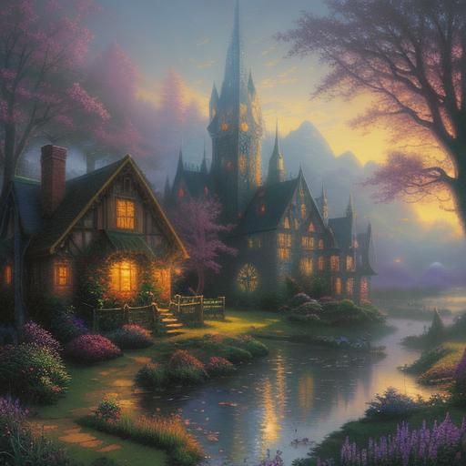 Ethereal Fantasy Image in Thomas Kinkade Style