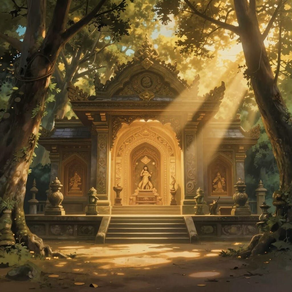 Golden Hour Shrine in Ethereal Light