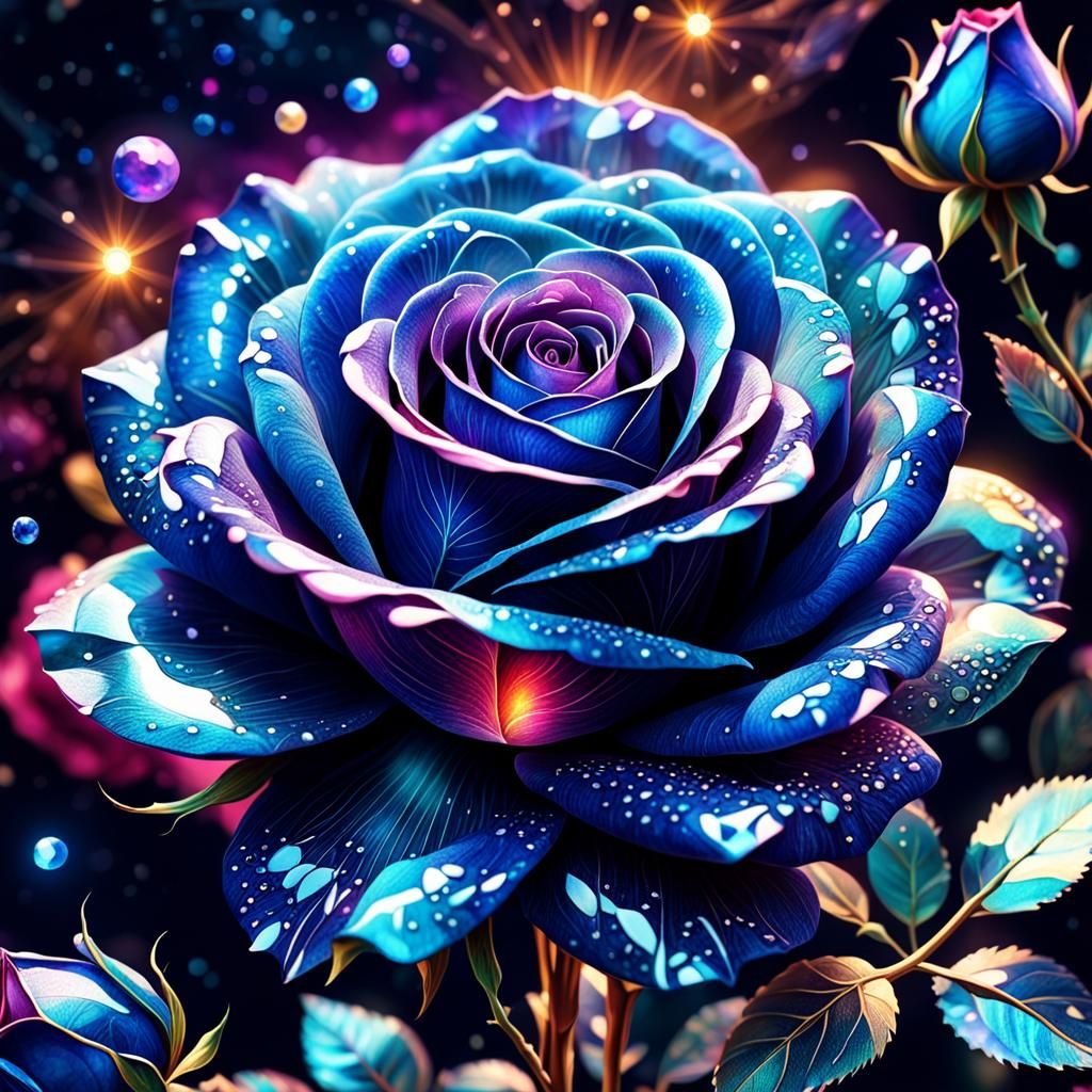 Intricately Detailed Sapphire Rose in Vibrant Colors