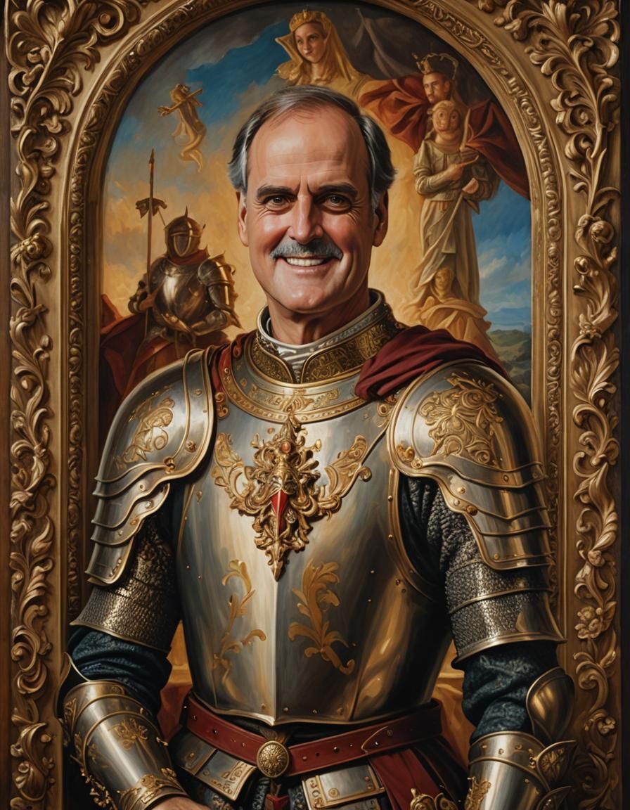 Young John Cleese in Baroque Knights Armor
