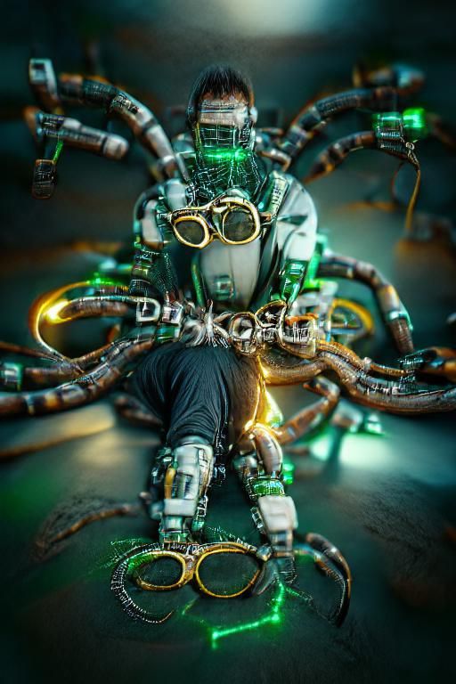 Cyberpunk Robotic Octopus in Urban Setting