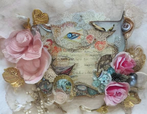 Whimsical Flying Dolphin Collage in Mixed Media