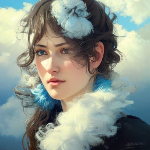 Fluffy Clouds and Blue Sky Portrait