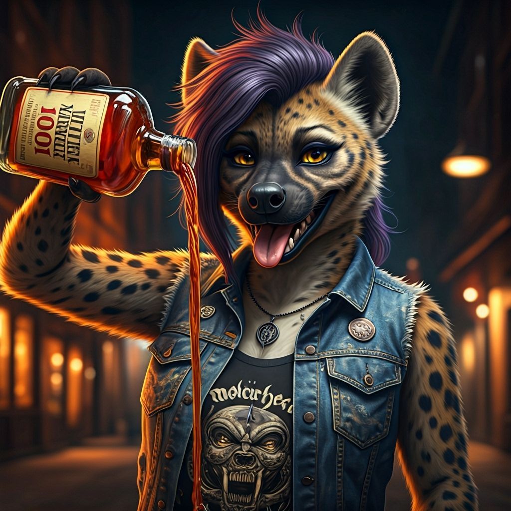 She-Hyena Dancer Pours Bourbon Towards Viewer