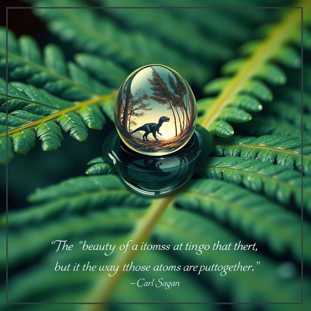 Surreal Hyperrealistic Painting of Water Drop on Prehistoric...