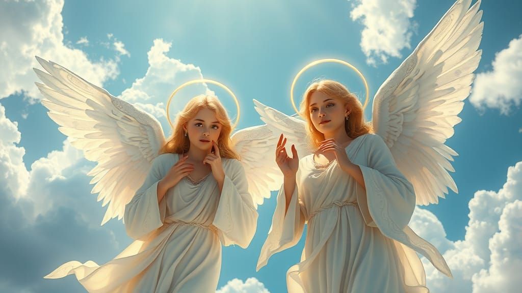 Two Angels Descend in Ethereal Beauty