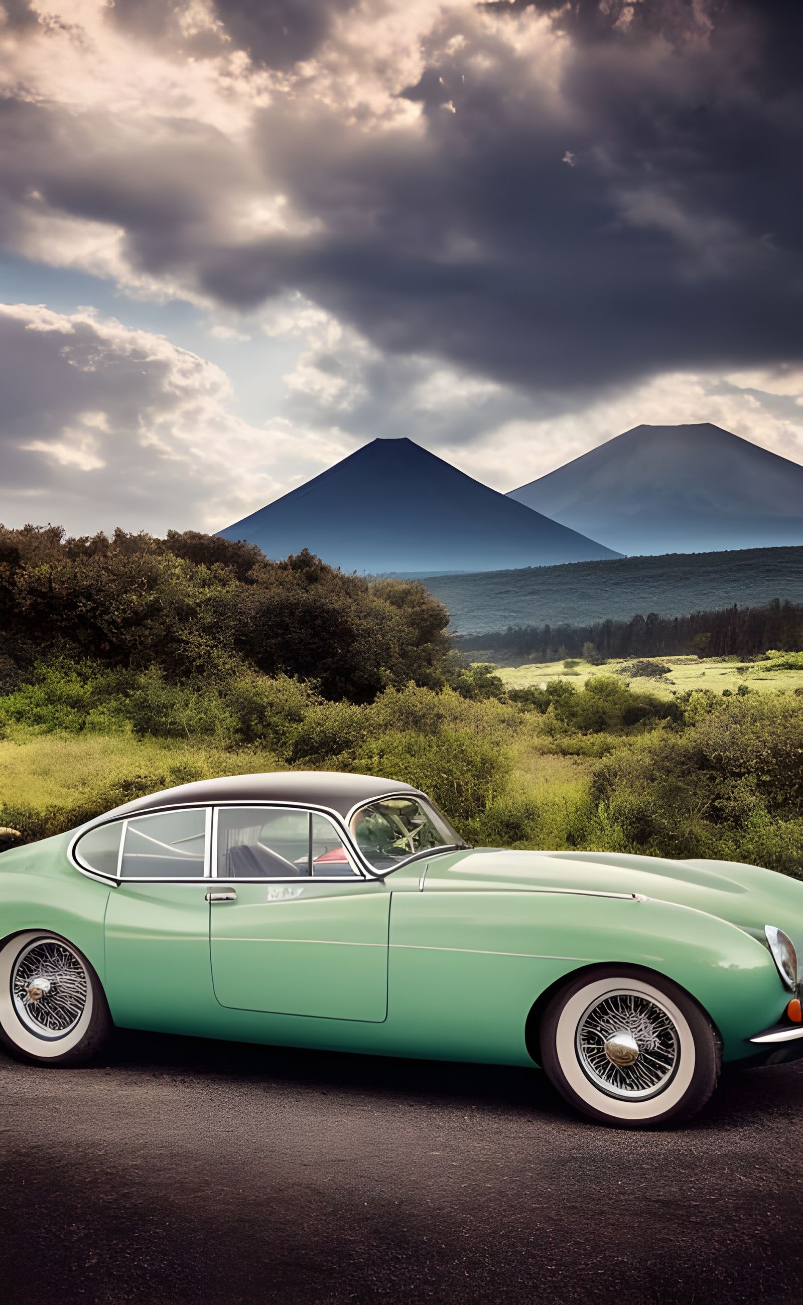 Classic 50s Jaguar in Retro Analog Style