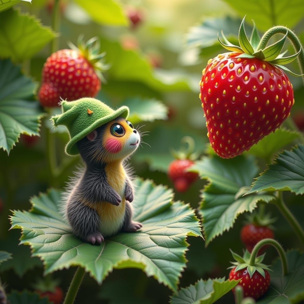 Adorable Caterpillar's Strawberry Surprise, Whimsical Garden...