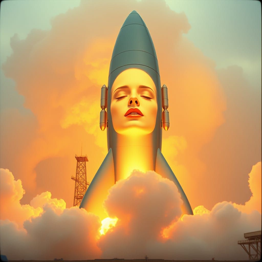 Chrome Rocket Launch with Euphoric Face
