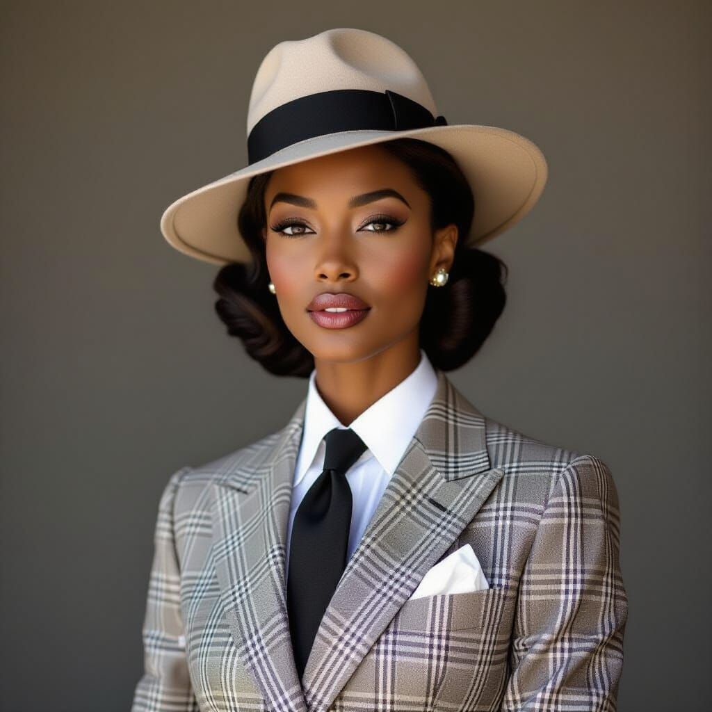 Elegant Black Woman in 1950s Vogue Style