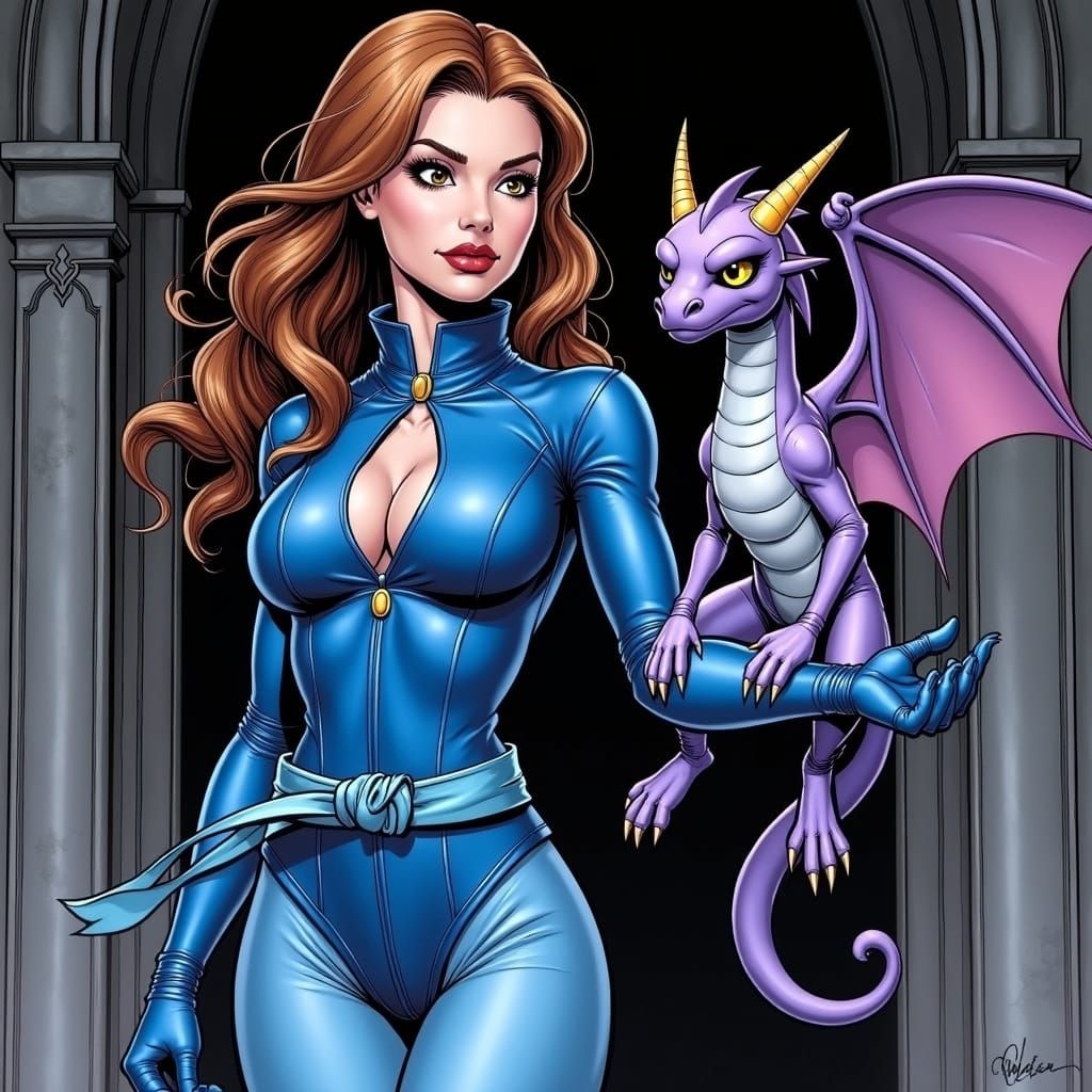 Marvel Superhero Kitty Pryde with Intimidating Dragon Lockhe...