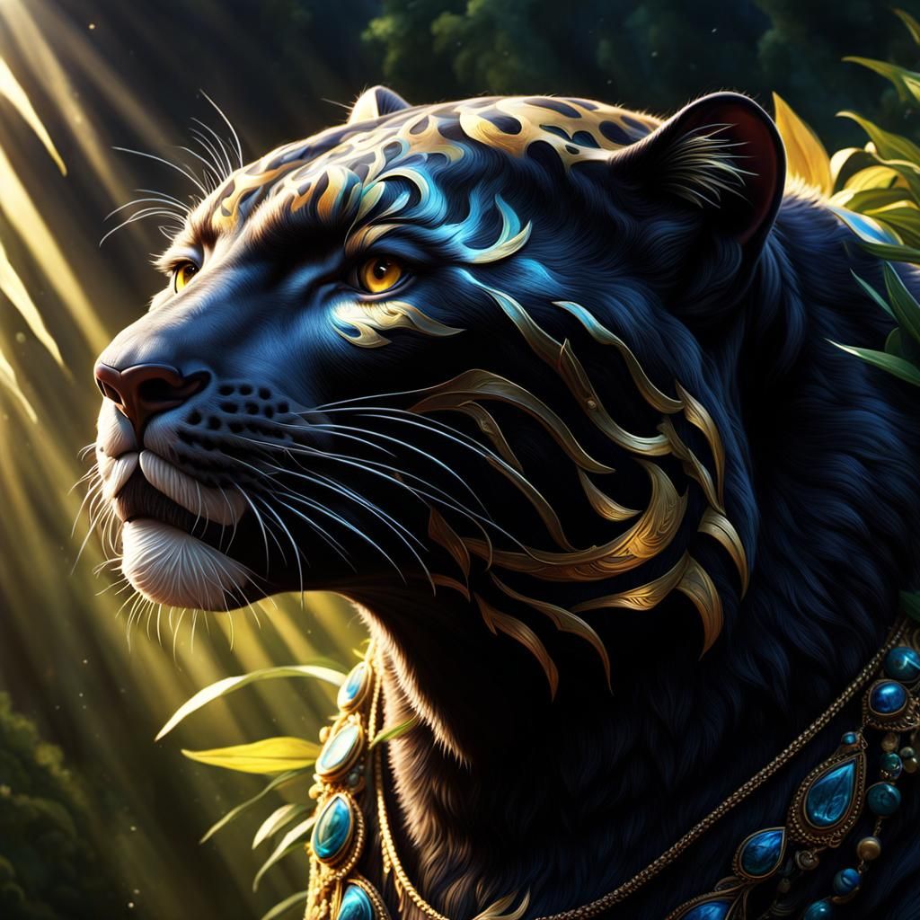 Fantastical Panther Portrait in Detailed Matte Painting