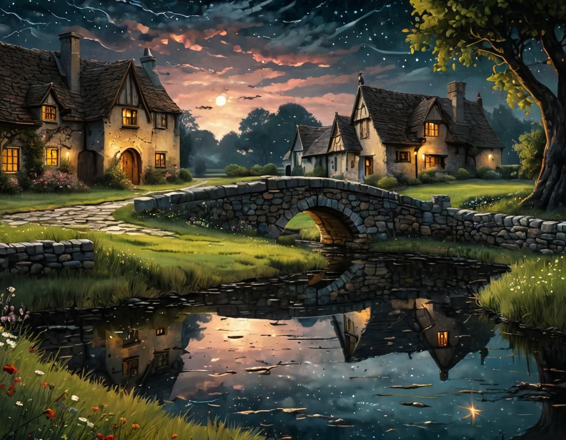 Rustic Acrylic Masterpiece: Whimsical Medieval Scene