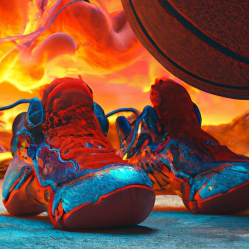 Fiery Basketball Shoes on an Exotic Planet