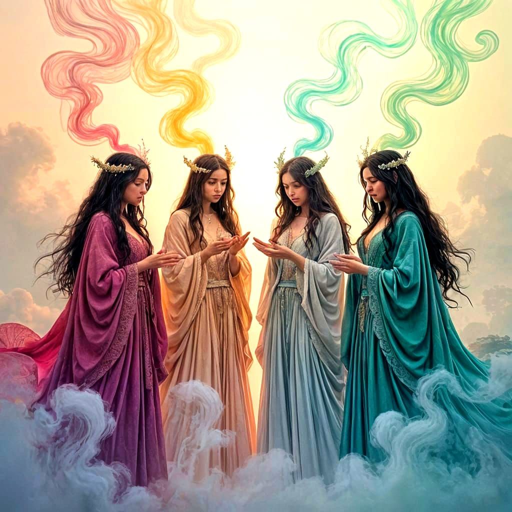 Woodland Spirits in Surreal Ink Wash Triptych