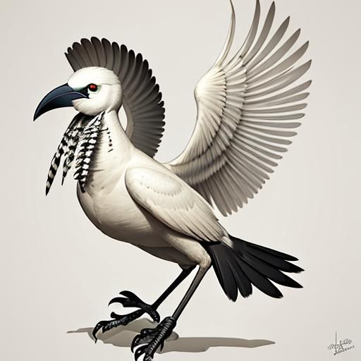 bird with feathers made of bone