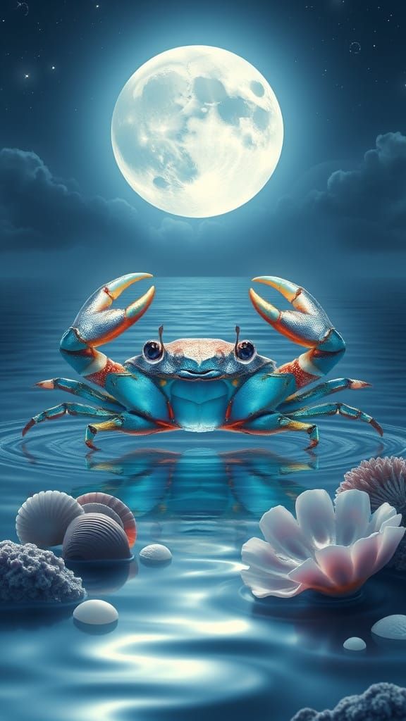 Glowing Lunar Crab in Fantasy Realism