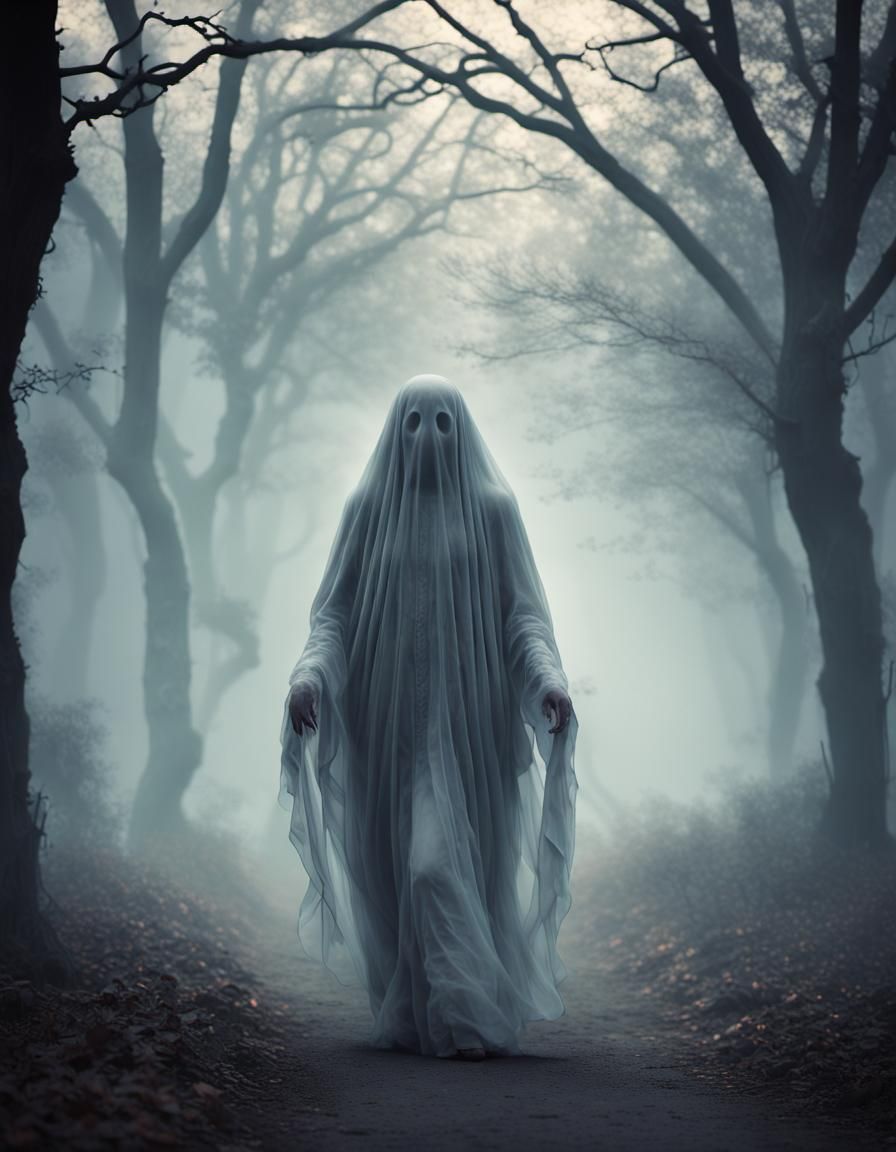 Ethereal Ghostly Figures in a Dreamlike Scene